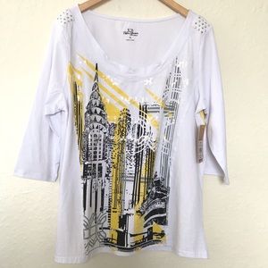 Palm Grove Top Shirt embellish City 3/4 sleeve XL